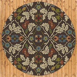 203676 - Infinity Oak Brown 8ft Round Low Pile Area Rug
