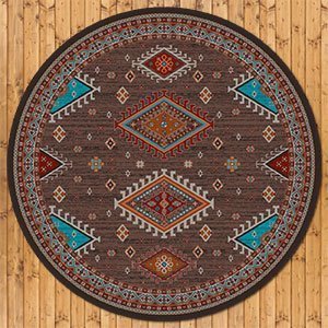 203706 - Persian Southwest Brown 8ft Round Rug
