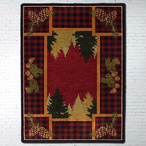 203723 - Plaid Woodsman Red 5ft x 8ft Low Pile Area Rug