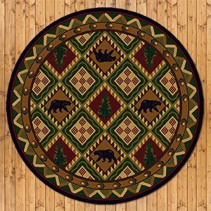 203906 - Forest Woodland 8ft Round Low Pile Area Rug