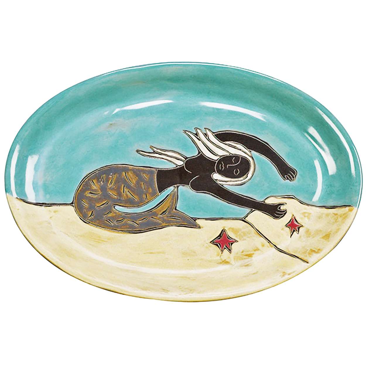 545MM Mara Stoneware 16in Oval Platter Mermaids