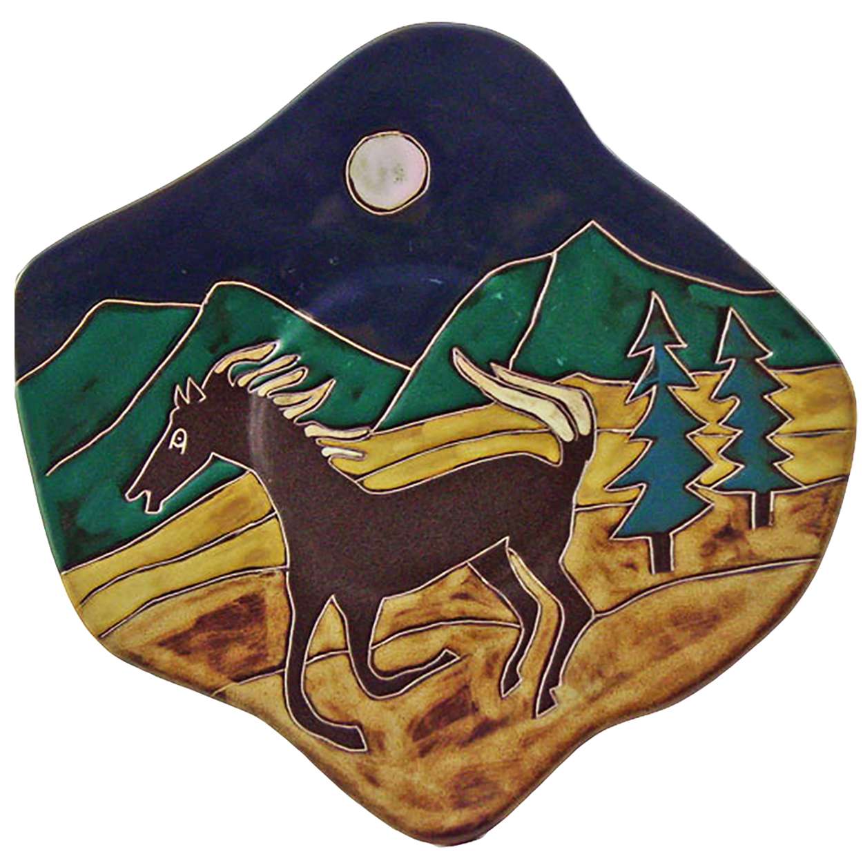 557A2 Mara Stoneware Dinner Plate Horse Animals