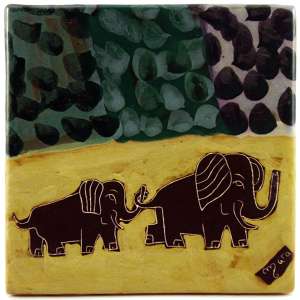 216392 - 591E5 Mara Stoneware Tile 8in x 8in Elephant