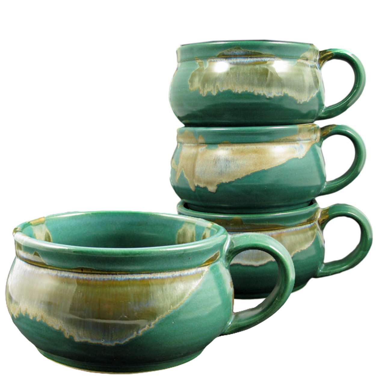 Prado Stoneware Stacking Soup Cups Set of 4 Matte Green