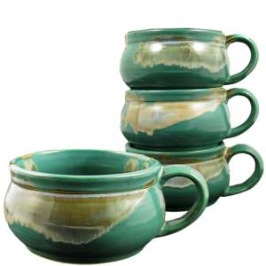 216508 - Prado Stoneware Set of 4 Stacking Soup Cups - Matte Green