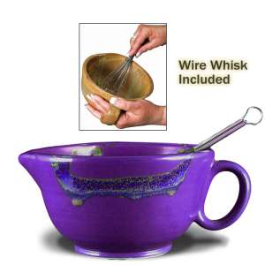 216609 - Prado Stoneware 30oz Mixing Bowl with Whisk - Purple