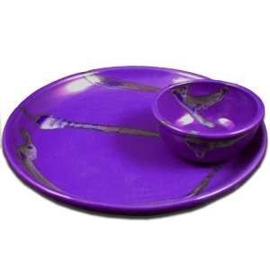 216616 - Prado Gourmet Stoneware Chip and Dip Server - Purple