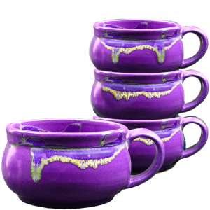 216727 - Prado Stoneware Set of 4 Stacking Soup Cups - Purple