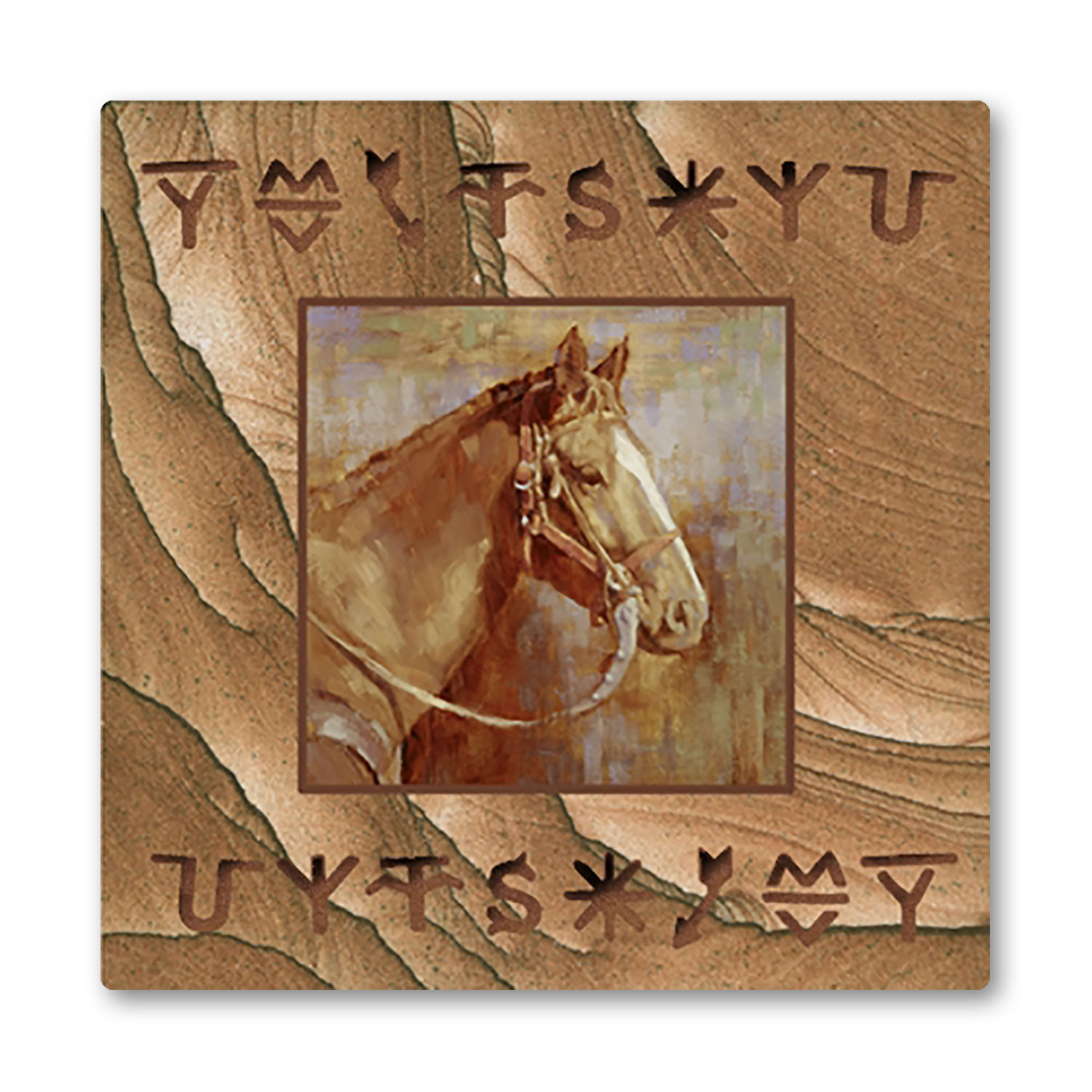 268513 - TS Impressions Individual Sandstone Coaster - Quarter Horse Brands