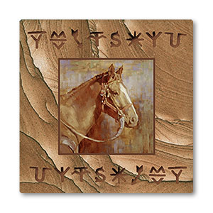 268513 - Impressions Single Sandstone Coaster - Quarter Horse Brands