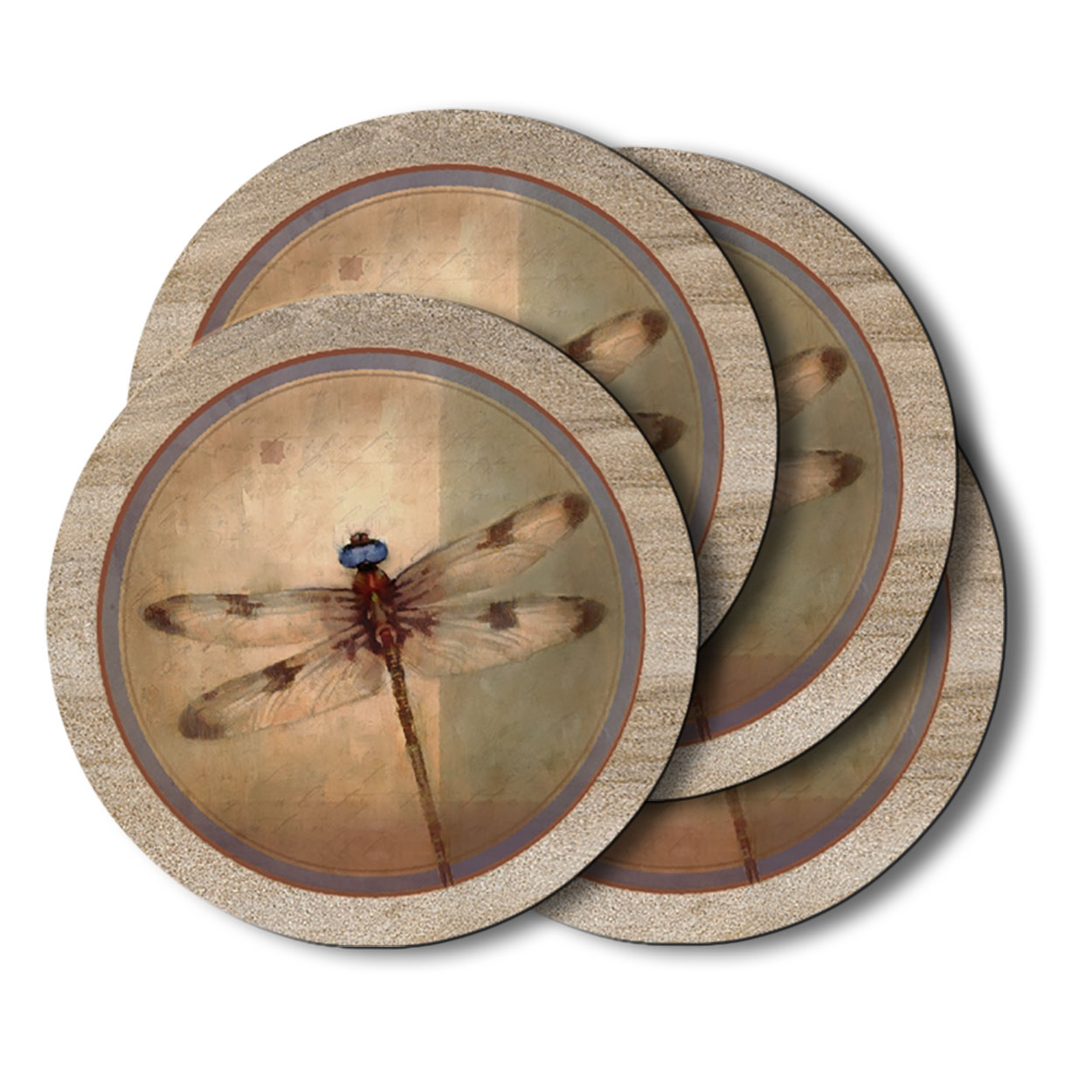 Thirstystone Dragonfly TS2129 - Set of 4 Round Sandstone Coasters