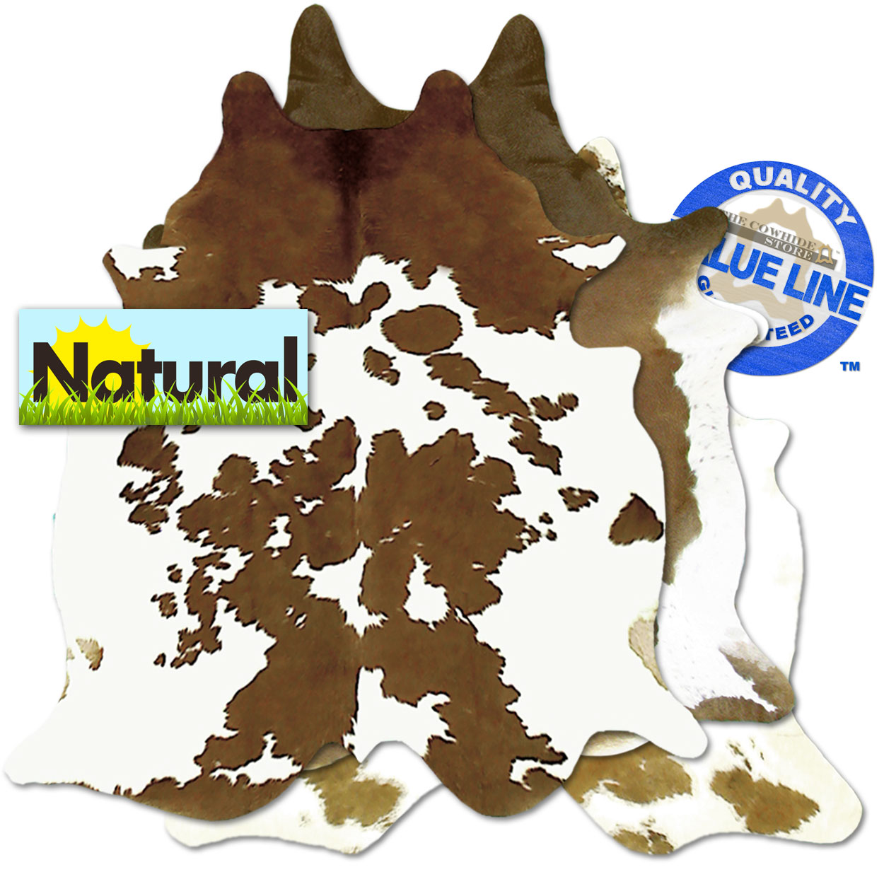 322101 - Value Line Grade B Brown and White Cowhide - Choose Size