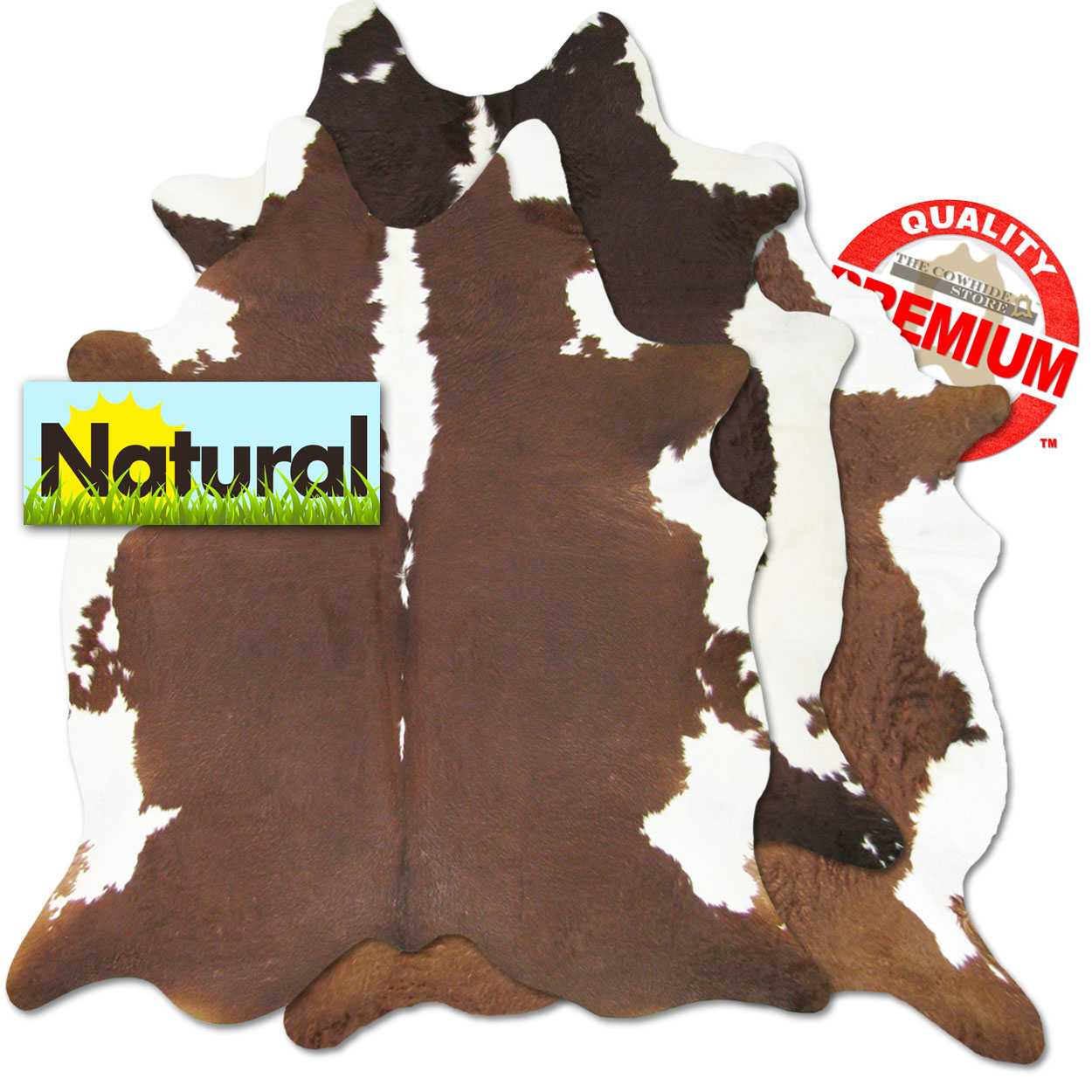 322111 - Premium Grade A Natural Hereford Brown and White Cowhide - Choose Size