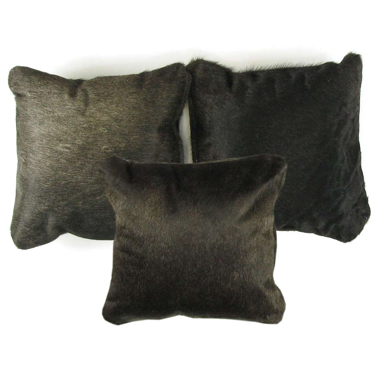 15in Overstuffed Cowhide Pillow - Dark Brown on Both Sides