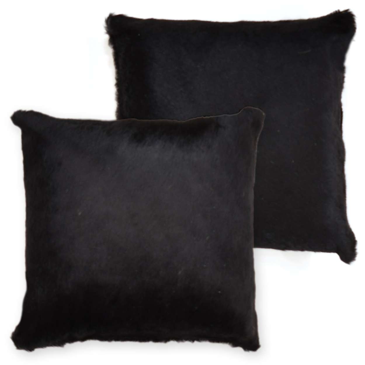322149 - 15in Premium Cowhide Pillow - Solid Black on Both Sides