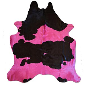 322507XL-1 - 94in L x 85in W Fuchsia on Black and White Grade-A Cowhide