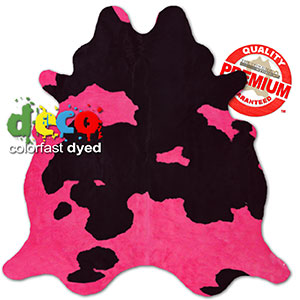 322507 - Colorfast Dyed Fuchsia on Black and White Premium Cowhide