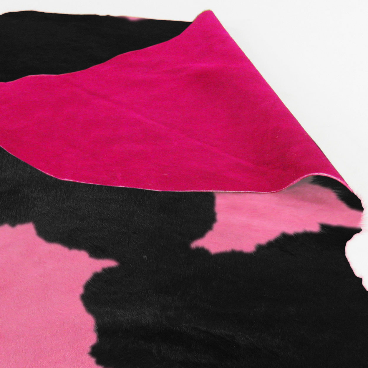 322516 - Colorfast Dyed Pink on Black and White Premium Cowhide Rug
