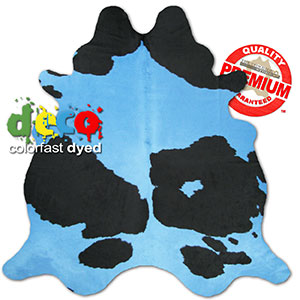 322522 - Colorfast Dyed Sea Blue on Black and White Premium Cowhide