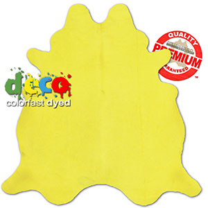 322525 - Colorfast Dyed Solid Yellow Premium Cowhide Rug