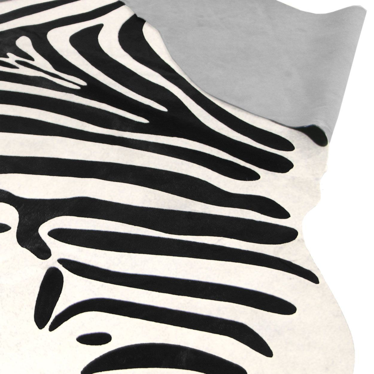 322554 - Safari Stenciled Zebra Print on Off White Premium Cowhide