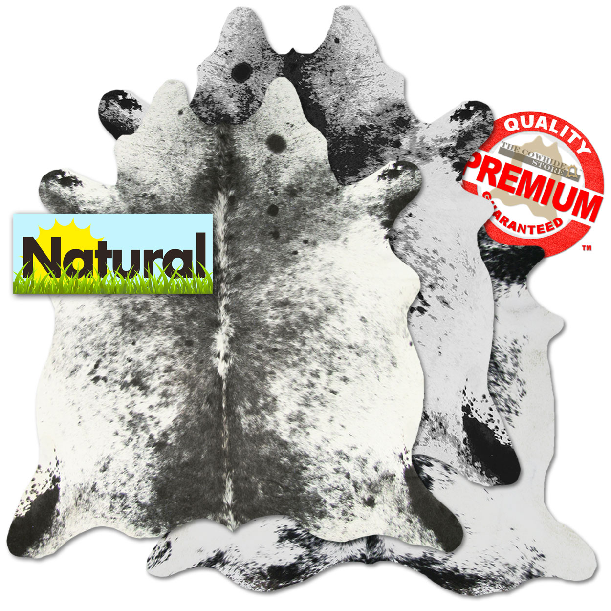 322577 - Premium Grade A Natural Longhorn Black White Cowhide - Choose Size