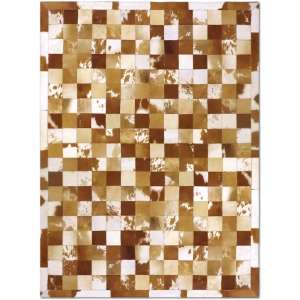 323168 - Custom Patchwork Cowhide Area Rug Brown and White 323168