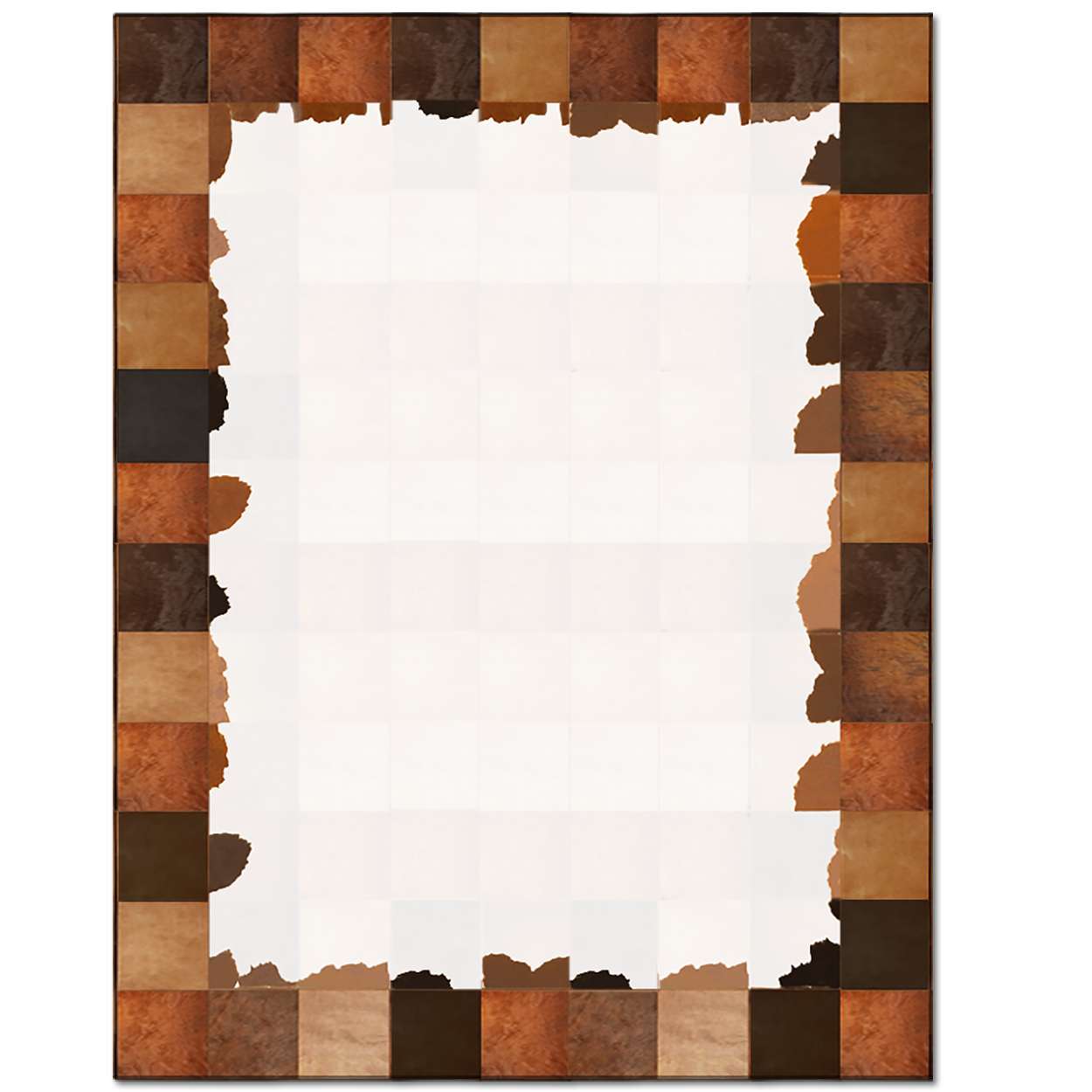 Custom Cowhide Patchwork Rug - 6in Squares - Multi Brown with Jagger White Middle