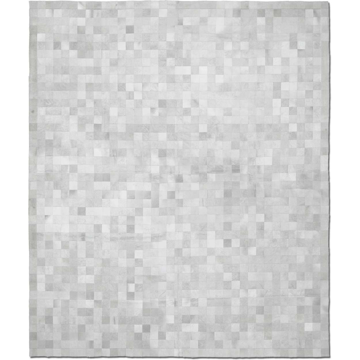 Custom Cowhide Patchwork Rug - 4in Squares - Light Gray