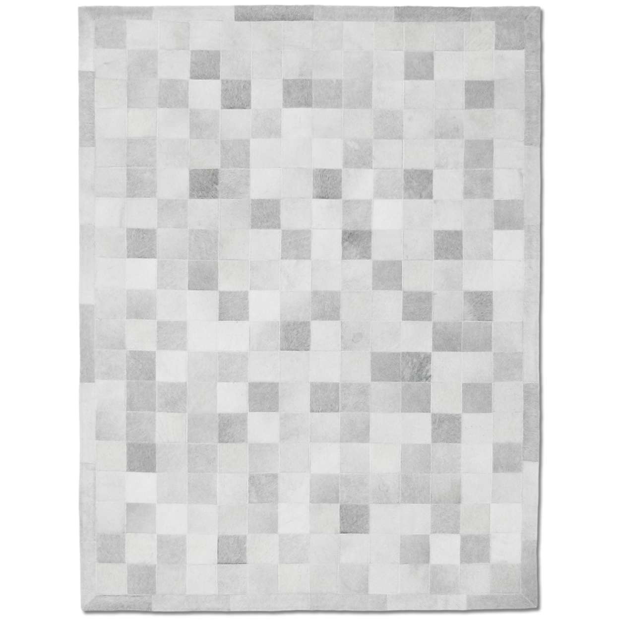 Custom Cowhide Patchwork Rug - 6in Squares - Light Gray