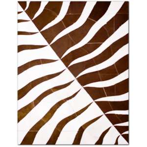 323247 - Custom Patchwork Cowhide Rug Stripes Brown and White 323247