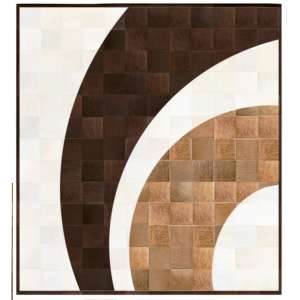 32370 - Custom Patchwork Cowhide Rug Browns and White 2 Arch 32370