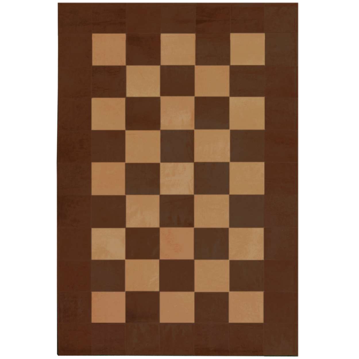 Custom Cowhide Patchwork Rug - 8in Squares - Color Checks on Brown
