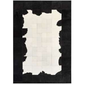 32405 - Custom Patchwork Cowhide Rug White with Black Border 32405