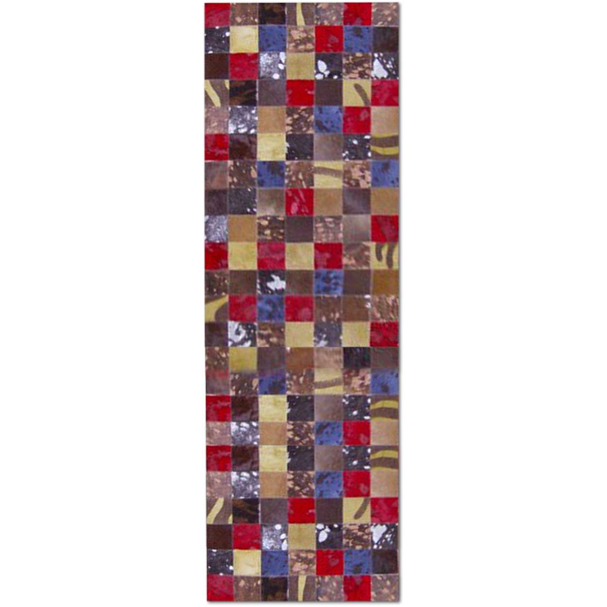 Custom Cowhide Patchwork Runner - 4in Squares - Confetti