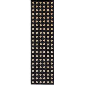 32547R - Custom Patchwork Cowhide Runner Dots Tan on Black 32547R