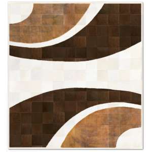 32561 - Custom Patchwork Cowhide Rug Four Arches Brown Shades 32561