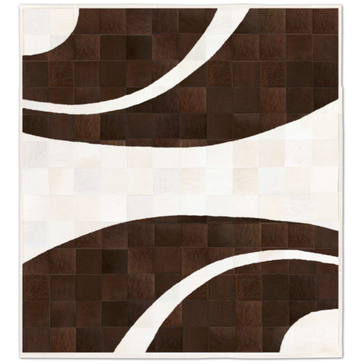 Custom Cowhide Patchwork Rug - 6in Squares - Four Arches Dark Brown