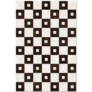 32580 - Custom Patchwork Cowhide Rug Square Dots Brown White 32580
