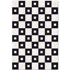 32581 - Custom Patchwork Cowhide Rug Square Dots Black White 32581