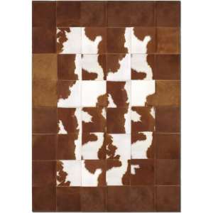 32652 - Custom Patchwork Cowhide Area Rug Brown and White 32652