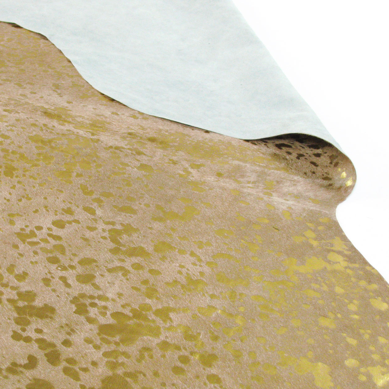 328001 - Color Splatter Metallic Gold on Tan Premium Cowhide