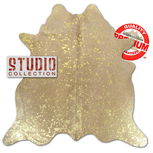 328001 - Color Splatter Metallic Gold on Tan Premium Cowhide