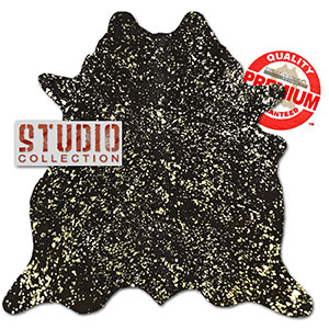 328005 - Color Splatter Metallic Gold on Black Premium Cowhide