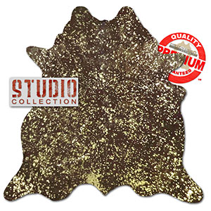 328006 - Color Splatter Metallic Gold on Chocolate Premium Cowhide