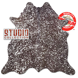 328013 - Color Splatter Metallic Silver on Chocolate Premium Cowhide