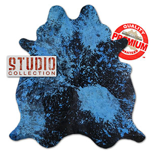 328301 - Acid Washed Distressed Blue on Black Premium Cowhide