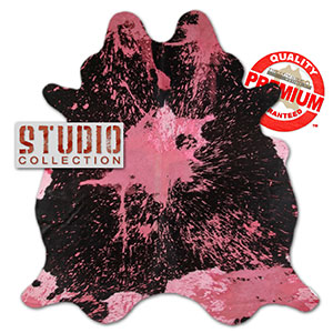 328305 - Acid Washed Distressed Fuchsia on Black and White Cowhide