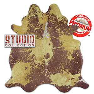 328322 - Acid Washed Distressed Yellow on Mostly Brown Cowhide