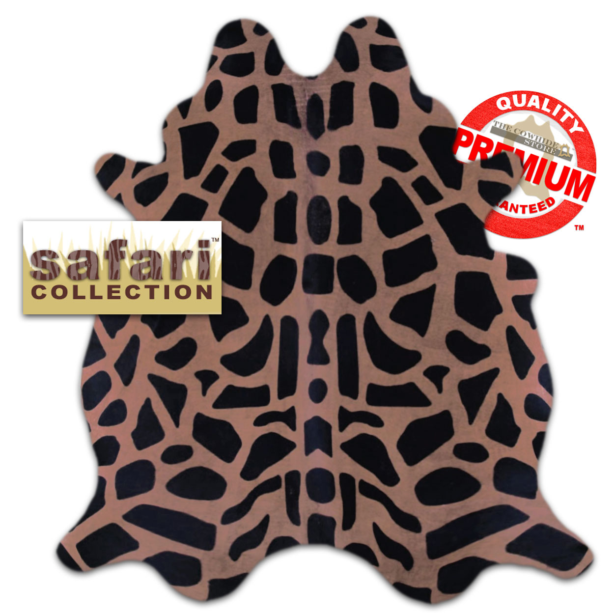 328364 - Safari Printed Giraffe on Caramel Cowhide - Choose Size